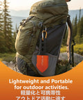 Backpacking Trowel With Grip Handle Cover Aluminum Camping Shovel With Storage Pouch Long Handle Potty Multitool on backpack