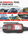 All-In-One OBD2 Scanner With Battery Tester Avometer Full OBDII Diagnosis And Starting And Charging System Tests displayed.
