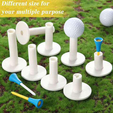 18 Piece Rubber Golf Tees And Tee Holder Kit For Indoor Outdoor Practice On Artificial Turf Mats With Mixed Sizes Includes 12 Rubber Tee Holders And 6 Plastic Tees For Driving Range Simulators on green turf