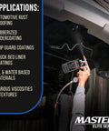 Heavy Duty Pneumatic Undercoating Spray Gun With Precision Regulator And 22 Inch Flexible Extension Wand kick serious butt against rust, shown in use.