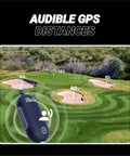 Player Go Golf GPS Speaker With AI Power showing audible GPS distances on golf course