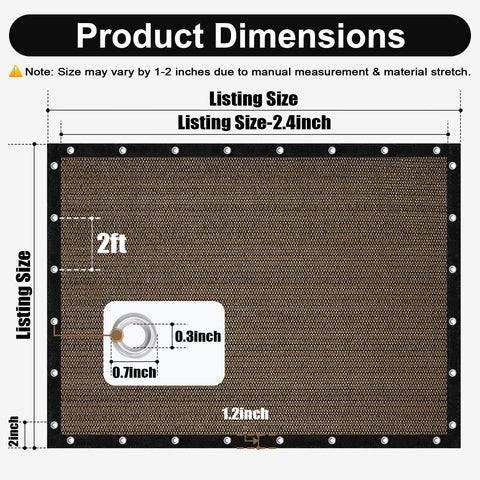 Heavy Duty Ninety Percent Shade Cloth for Patio and Garden 10 By 12 Ft Pergola Shade Cover With Grommets Sun Screen Tarp detail view
