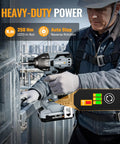 Pro Grade Two Speed Cordless Drill And Impact Driver Combo Kit With Two Long Lasting Lithium Ion Batteries in use on metal frame.