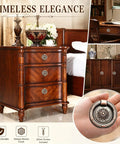 6 Pcs Killer Copper Drop Ring Cabinet Handles Vintage Sunflower Brass Drawer Pulls Oil Rubbed Bronze Finish total kitchen upgrader with antique bronze finish on a dresser.