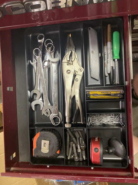 10 Compartment Tool Box Organizer Tray, Heavy Duty Plastic Parts Storage For DIY Projects with tools inside