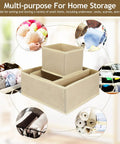 6 Piece Underwear Drawer Organizer Set Features Fold Flat Storage Bins for sorting socks, panties and shirts in beige fabric.