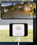 No Sweat Window Mount Security Cam With HD WiFi Live Streaming And Rock Solid Color Night Vision For Slick Home Protection and Smart AI Motion Detection That Plays Nice With Alexa And Google Home mounted on a window.