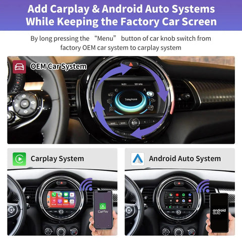 Wireless CarPlay Android Auto Retrofit Kit For BMW Mini Cooper NBT System 2014 To 2018 Upgrade To Factory Screen Interface