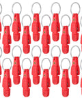 20 red plastic snap-release clips with metal key rings for trolling and offshore fishing gear