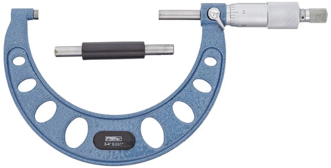 Pro Grade Outside Micrometer Three To Four Inch Range With Microfine One Thousandth Inch Graduations Carbide Tipped Faces