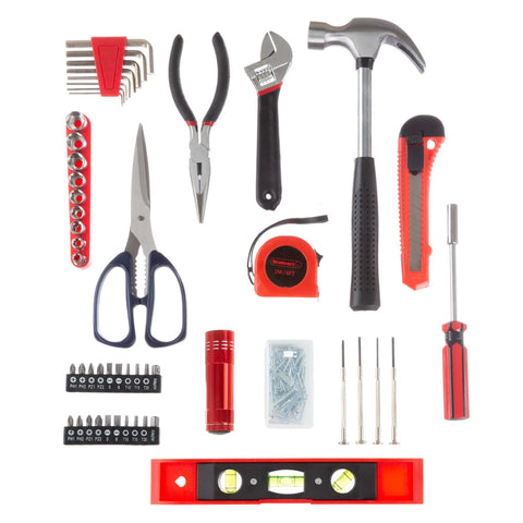131 Piece Heat Treated Tool Kit With Carrying Case For Quick Home Fixes And Easy DIY Projects, A Handy Basic Hand Tools Set