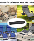 Footrest Cushion For Gravity Folding Recliners And Zero Gravity Chairs, Thick NBR Foam Pad, shown on various outdoor recliners.