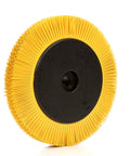 Heavy Duty Radial Bristle Brush With Aluminum Oxide Ceramic Grain Blend, 8 Inch Diameter, Yellow, Side View