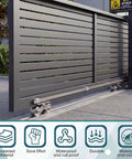 Built Tough Heavy Duty V Shaped Groove Wheel Sliding Gate Casters With Double Bearings And Detachable Brackets For Inverted Tracks And Rolling Door Smooth Rollin Replacement Setup Kit with modern sliding gate.