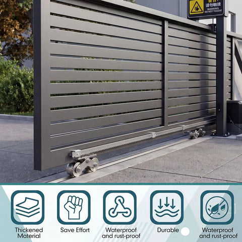 Built Tough Heavy Duty V Shaped Groove Wheel Sliding Gate Casters With Double Bearings And Detachable Brackets For Inverted Tracks And Rolling Door Smooth Rollin Replacement Setup Kit with modern sliding gate.