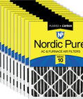 MERV 10 Pleated Furnace Air Filter With Activated Carbon Odor Control, 18 X 25 X 2 Nominal Size, 12 Pack, front packaging view