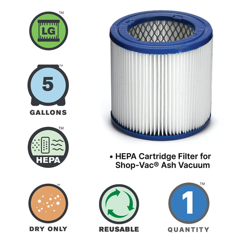 HEPA Cartridge Filter For Ash Vacuum - Dry Ash Filtration, No Mess, 1 Pack, High-Efficiency Ash Dust Filter Replacement, durable.