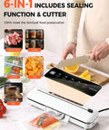 Beast 6 In 1 Vacuum Sealer For Fresh Food With 75KPa Moist And Dry Modes Digital Timer Compact And Lightweight With Built In Cutter