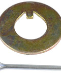 Front Spindle Lock Nut Kit With Nut, Washer And Retainer for select vehicle models, shown with components on display