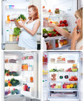 Super Bright 5W LED Refrigerator Light Bulb With E26 Base 120V 5000K Daylight illuminating fridge interiors and food items.