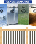 Usage scenarios for 50 Pack 36 Inch Aluminum Deck Balusters Round Black Metal Spindles showing weather resistance.