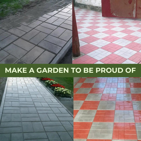 DIY Friendly Large Reusable Concrete Parquet Patio Paving Mold For Walkways Pathmaker Style Stone Pavers Create Brick Look Steps