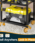 Power Tool Organizer Cart With Dual-Sided Drawers On Wheels Featuring 8-Outlet Charging Station And Pegboard Accessories, Heavy Duty Tool Storage Rolling Cart For Garage Workshop And Home Storage