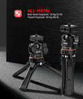 Do-It-All Travel Tripod Kit With One Quarter Inch Screw Adapter for Recording and Vlogging displayed folded and unfolded.