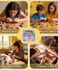 Collage of kids and adults using 60 Color Polymer Clay Starter Kit for creative art projects.