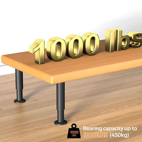 Eight Pack Beefy Metal Adjustable Furniture Legs 3.15 To 4.72 Inches supporting table top with 1000 lbs capacity