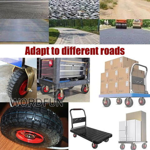 Heavy Duty Caster Wheels With Top Plate Swivel For Carts And Workbenches, Rubber Tread Rolling Casters Adapt to Different Roads