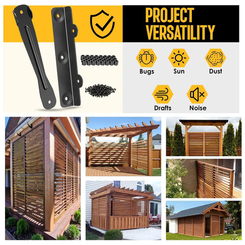Louver Bracket Kit For Deck Sunblind System And Louver Hardware, Adjustable Brackets That Hold Up To 11 Boards Up To 48 Inches, Ideal For DIY Fences, Window Shutters, Garden, Patio, Indoor And Outdoor Use, 4 Pack