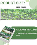 Raised Bed Garden Netting 10 Ft By 33 Ft Ultra Fine Mesh Mosquito Barrier for Pests with package and size dimensions shown