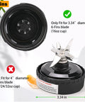 Replacement 16 Oz Blender Cup Set With Six Fin Blade Assembly For Personal Blenders showing blade and cup compatibility