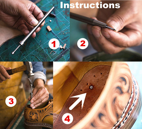 Pro Grade Heavy Duty Leather Craft Shoemaker Cobbler Heel Nail Punch Chisel Tool demonstration process