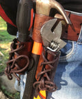 Go-To Must-Have Leather Tool Organizer Belt Pouch Bull Pin Holster Wrench Hammer Holder With Riveted Leather Sleeves And Tunnel Loop