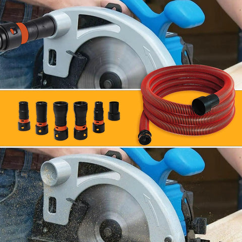 Versatile 16 Foot Vacuum Hose Kit With 6 Adapters For Dust Collection Fits Major Vacuum Brands in use with power tool