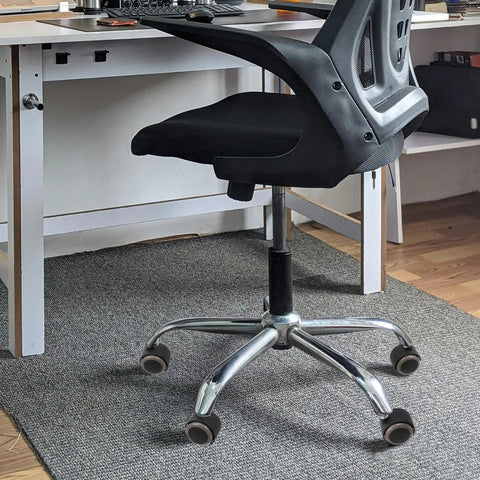 Inch Caster Wheels Furniture Accessories 10pcs Grey for Office Chair mounted on a black office chair in a home office.