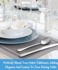 16 Piece Teaspoon Set In Premium Food Grade Stainless Steel 6.7 Inch Spoons on elegant table setting with mirror finish silverware