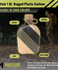 Durable 1 Qt Canteen Water Bottle With Leak Resistant Cap For Outdoor Hiking Camping Made From Rugged Polyethylene Olive Drab Made In USA in four colors