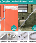 Enga Dual Head Shower System with 4 Body Jets, 16" + 6" Round Shower Head with 2 in 1 Handheld Combo, Ceiling Mounted Shower Jets System Shower Faucet Set, Brushed Nickel - handheld shower head with dual spray modes