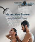 GRANDJOY Dual Rainfall Shower System, 3-Function, Matte Black, with adjustable rainfall heads for couples in shower.