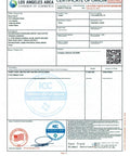 Certificate of Origin issued by Los Angeles Area Chamber of Commerce, detailing export information with official seals and signatures.