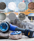 4-1/2 Inch Diamond Grinding Wheel With 14 Turbo Segments, 5/8-11 Arbor for concrete, paint, epoxy, mastic removal shown on rocks