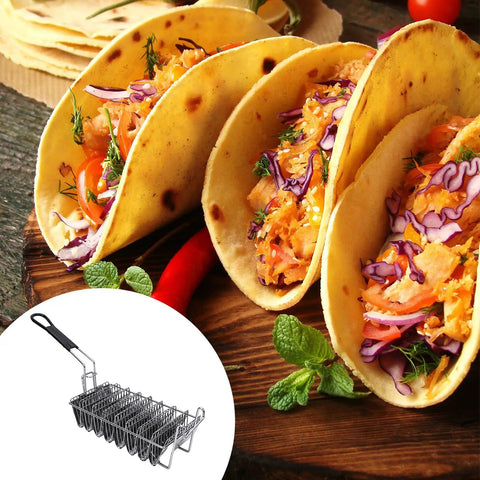 8 Shell Stainless Steel Taco Fryer Basket With V Shaped Holder And Grip Handle For Frying Restaurant Quality Crispy Taco Shells