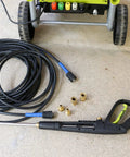 No-Fuss M22 To 3 Eighths Inch Quick Hose Connect Kit with 15mm Thread shown with pressure washer accessories