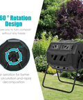 43 Gallon 163L Dual Chamber Compost Tumbler With Sliding Doors And Stable Metal Frame, 360 Degree Rotation Outdoor Garden Bin