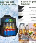 Expandable Tactical Lunch Box 16L Large Insulated Cooler Bag with bottles and cans, showing 5-layer insulation