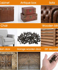 Solid Vintage Upholstery Tacks Set With One Hundred Antique Brass Decorative Hardware Nails on display for DIY projects.