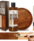 Dark Teak Water Based Wood Stain For Furniture Cabinets Door Trim Fast Drying Non Toxic Low Odor Formula in 100ml bottle with paintbrush.